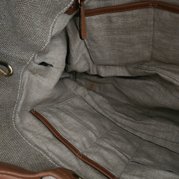 Michael Kors Isla Ring Brown Canvas Shoulder Tote Bag Large Boho Vacay Travel - Picture 14 of 15